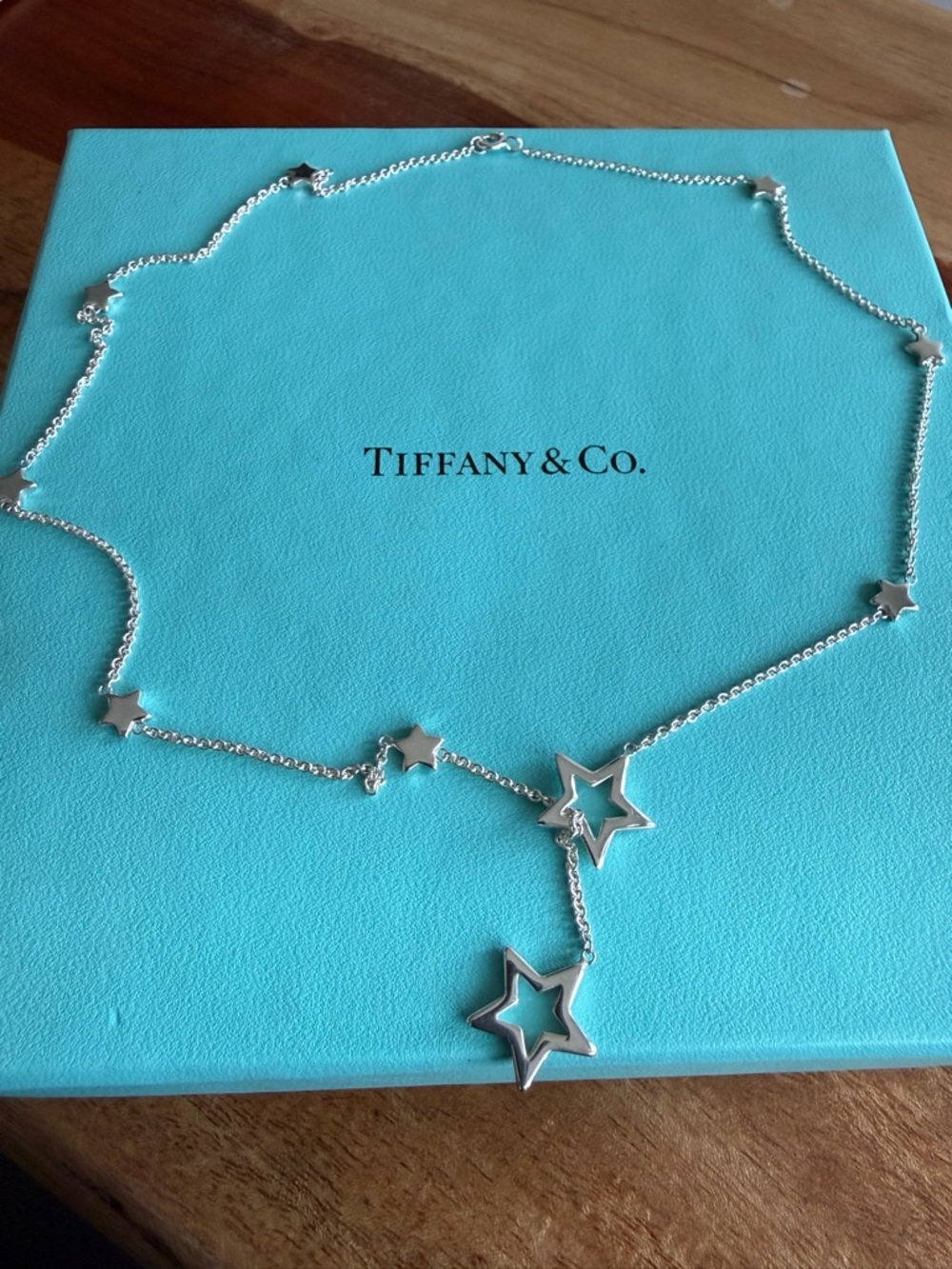 Tiffany & Co. Sterling Silver Star Lariat Pendant Necklace